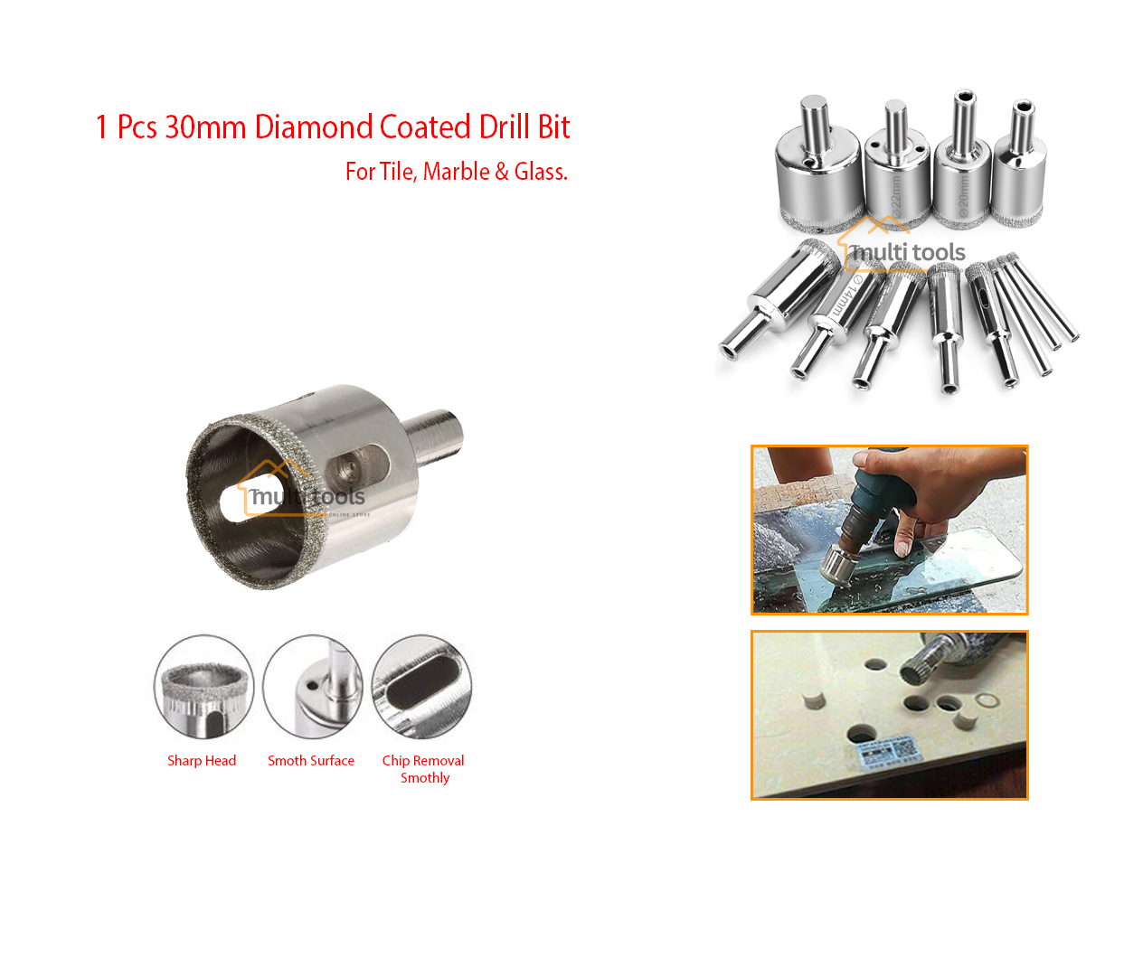 30 mm Diamond Coated Drill Bit Hole Saw Cutter For Glass Tile Ceramic